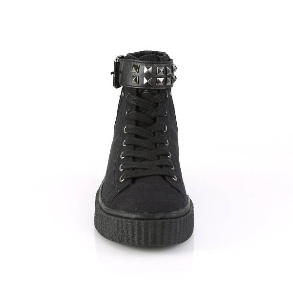 Demonia Men's Sneeker-255 High Top Sneakers - Black Canvas D4892-03US Clearance